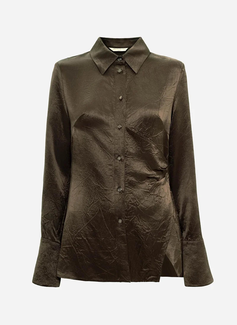 Lichi Fitted shirt in crinkled-effect fabric