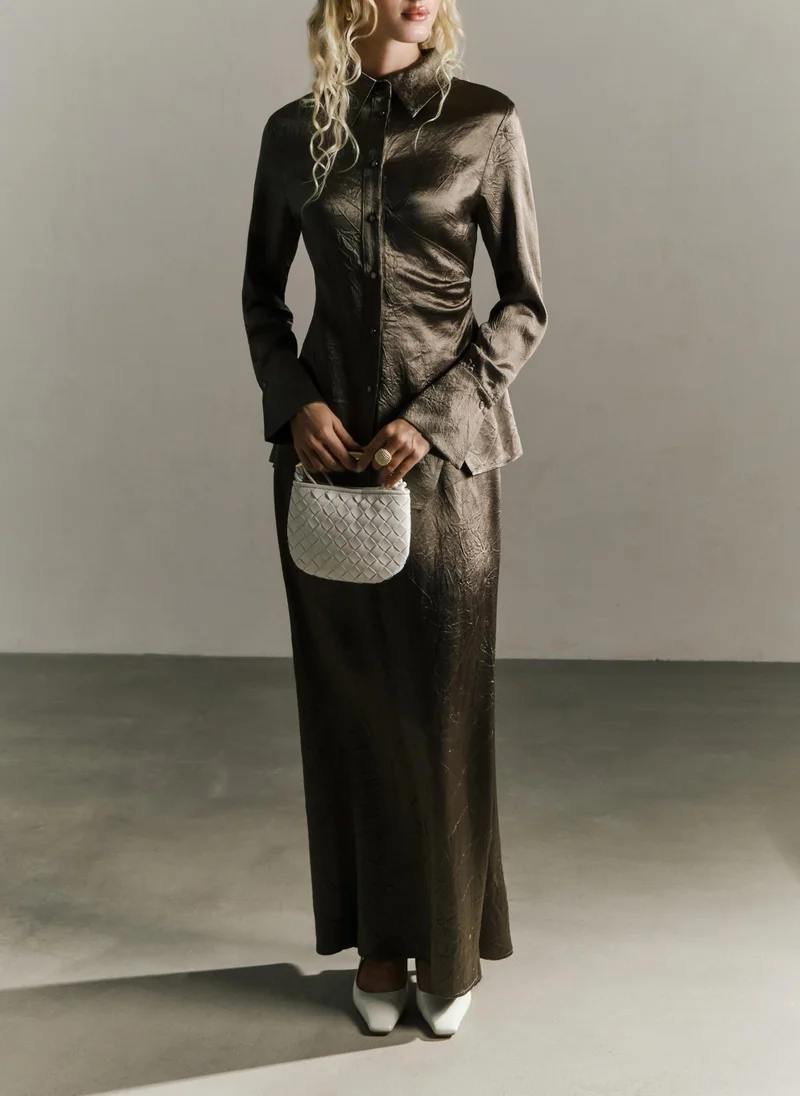 Lichi Fitted shirt in crinkled-effect fabric