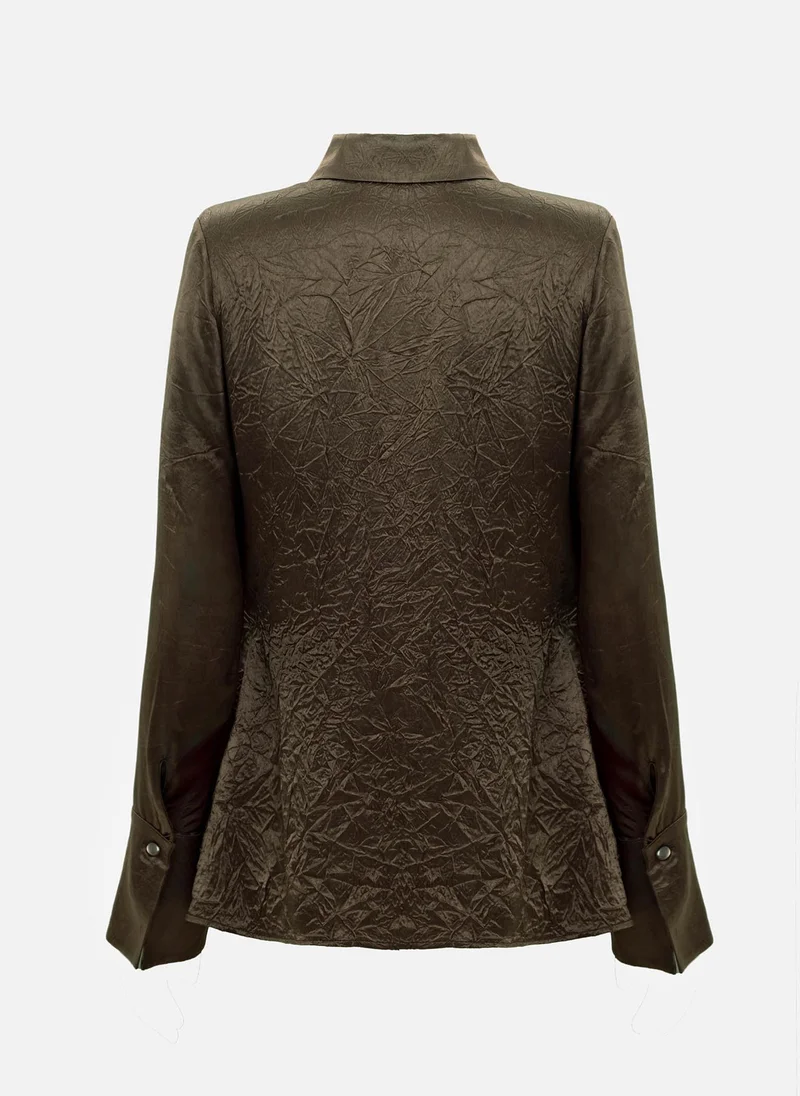 Lichi Fitted shirt in crinkled-effect fabric