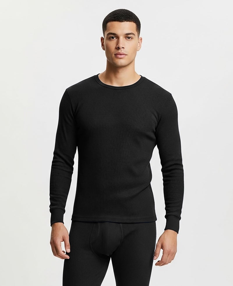 Andrew Scott Men's Traditional Waffle Thermal Underwear Long Sleeve Shirt | Baselayer Crew Neck Top | Multi Packs - Image 2