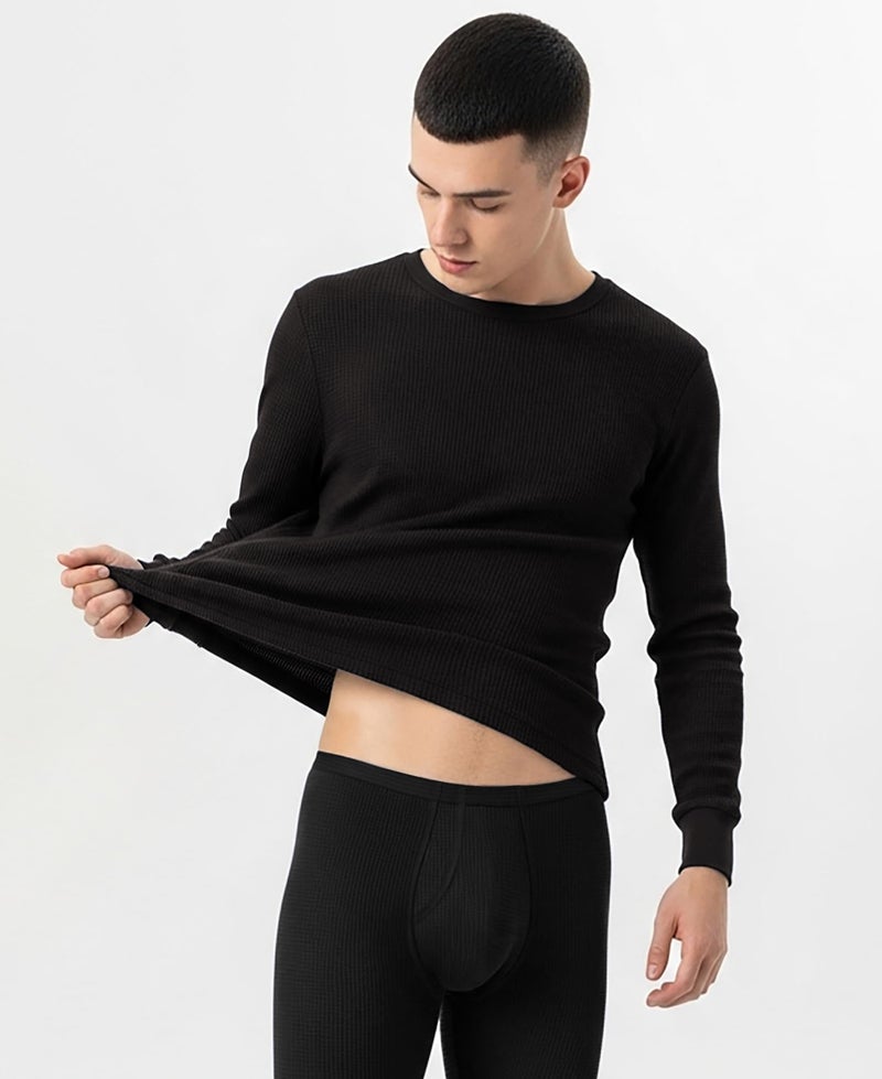 Andrew Scott Men's Traditional Waffle Thermal Underwear Long Sleeve Shirt | Baselayer Crew Neck Top | Multi Packs - Image 4