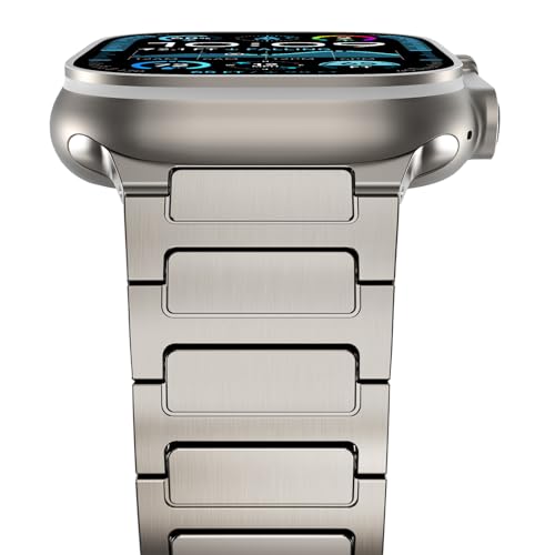 NewWays Grade 2 Titanium Band Compatible with Apple Watch Band Ultra 3 2 1 49mm Series11 10 46mm 45mm 44mm for Men Titanium - Image 1