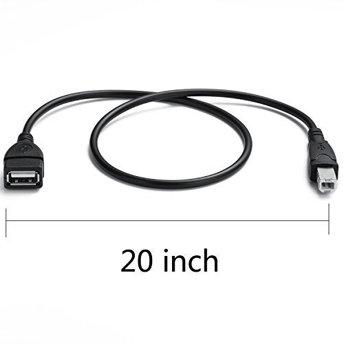 YOUOWO 2 Pack USB 2.0 Cable A Female to USB B Male Cable for Printer Extender Connection Cables USB_A/F-USB_B/M Adapter (USB_A-USB_B Cables Black) - Image 3