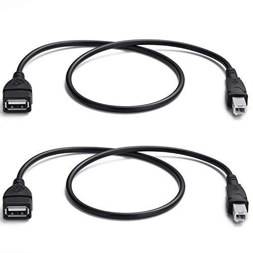 YOUOWO 2 Pack USB 2.0 Cable A Female to USB B Male Cable for Printer Extender Connection Cables USB_A/F-USB_B/M Adapter (USB_A-USB_B Cables Black) - Image 1