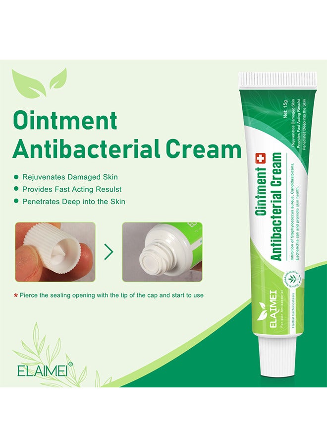 إليمي كريم مرهم مضاد للبكتيريا ، حكة لدغة البعوض تخفف الحكة الجلدية العشبية الموضعية ، مرهم الحكة والطفح الجلدي ، كريم مضاد للحكة قوة إضافية لتخفيف حكة الجلد ، كريم طفح جلدي 15 جم - Image 5