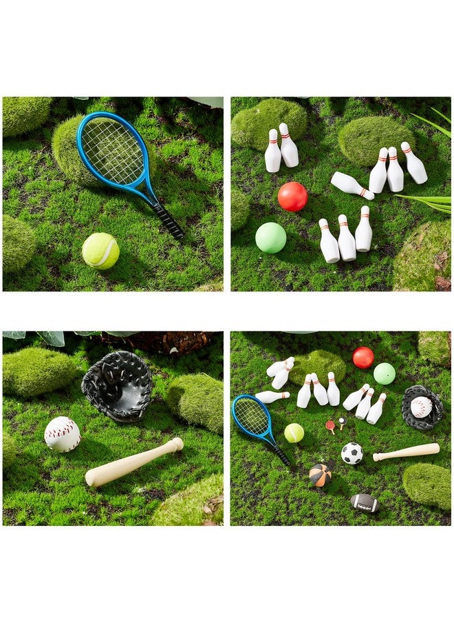FINGERINSPIRE - 24 Pcs Dollhouse Miniature Sports Set Mini Baseball Tennis Football Basketball Rugby Bowling Table Tennis Ball Clubs Ball Bats Mini House Decoration Accessories For Dollhouse Collection - Image 1