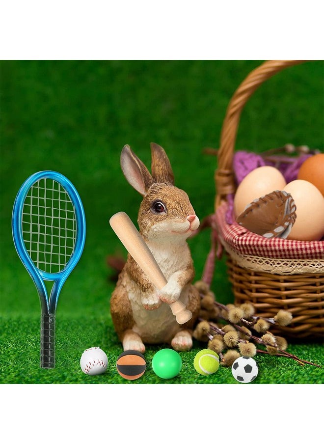 FINGERINSPIRE - 24 Pcs Dollhouse Miniature Sports Set Mini Baseball Tennis Football Basketball Rugby Bowling Table Tennis Ball Clubs Ball Bats Mini House Decoration Accessories For Dollhouse Collection - Image 1