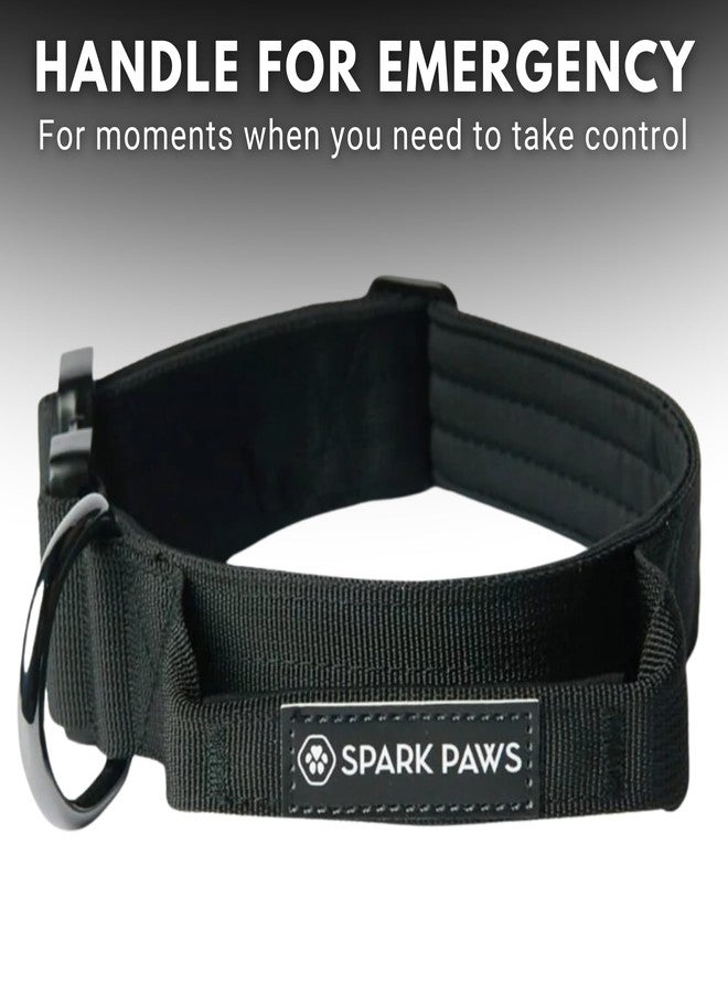 Spark Paws طوق سبارك باوز التكتيكي للكلاب - شديد التحمل، عالي الجودة، سميك ومتين للكلاب الكبيرة والمتوسطة - أسود - كبير - Image 4