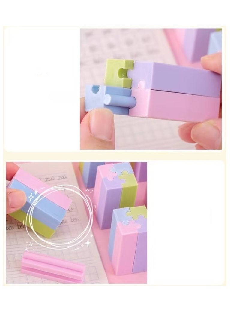 LAIAOCISI 4-Piece Jigsaw Puzzle Pencil Eraser Set Multicolour  - Image 1