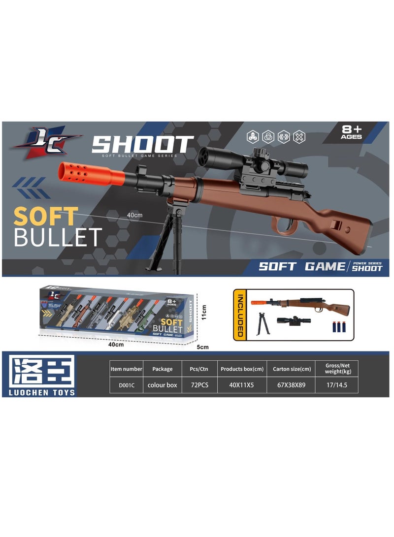 Shoot Sniper Rifle sponge Bullets Suitable for Ages 8 Years and Over with a Stabilizer and a Set of Bullets 