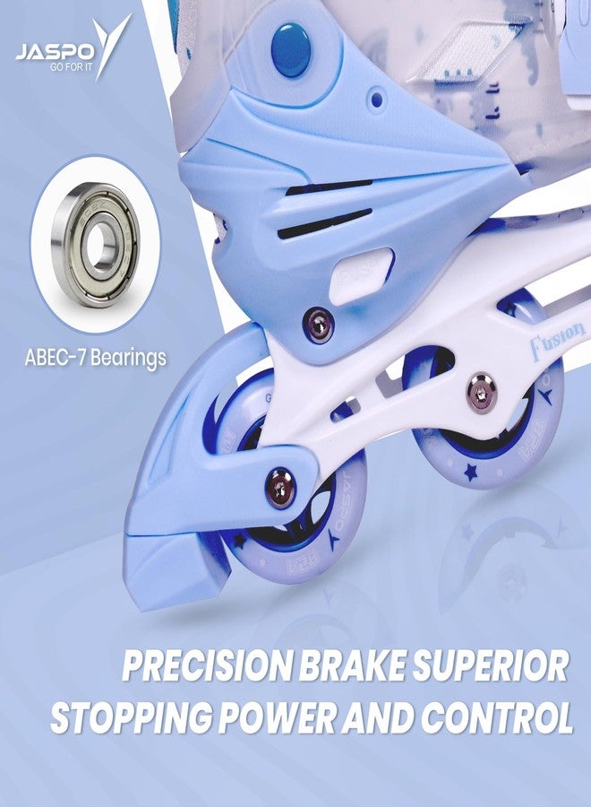 JASPO Fusion Stylish Adjustable Inline Skates for Kids & Youth - Lightweight Fibre-Body with 70mm PU Wheels, ABEC-7 Bearings & Ultra-Comfort Padding for All Age Groups (Blue, Large) (23.5-26 cms) - Image 5