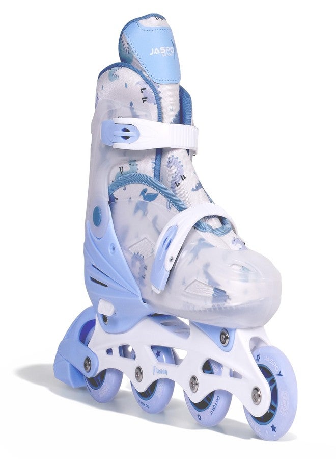 JASPO Fusion Stylish Adjustable Inline Skates for Kids & Youth - Lightweight Fibre-Body with 70mm PU Wheels, ABEC-7 Bearings & Ultra-Comfort Padding for All Age Groups (Blue, Large) (23.5-26 cms) - Image 1