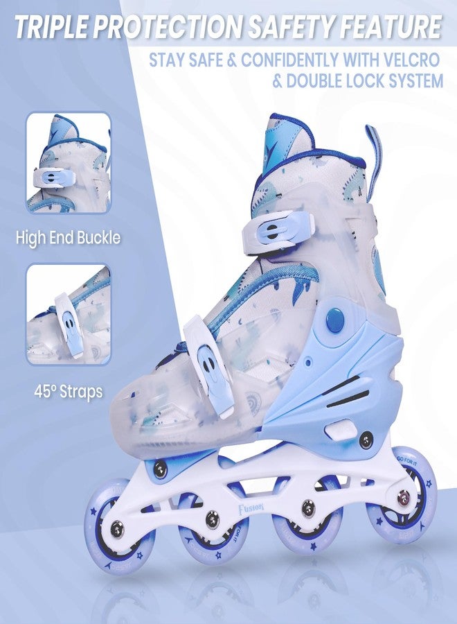 JASPO Fusion Stylish Adjustable Inline Skates for Kids & Youth - Lightweight Fibre-Body with 70mm PU Wheels, ABEC-7 Bearings & Ultra-Comfort Padding for All Age Groups (Blue, Large) (23.5-26 cms) - Image 2