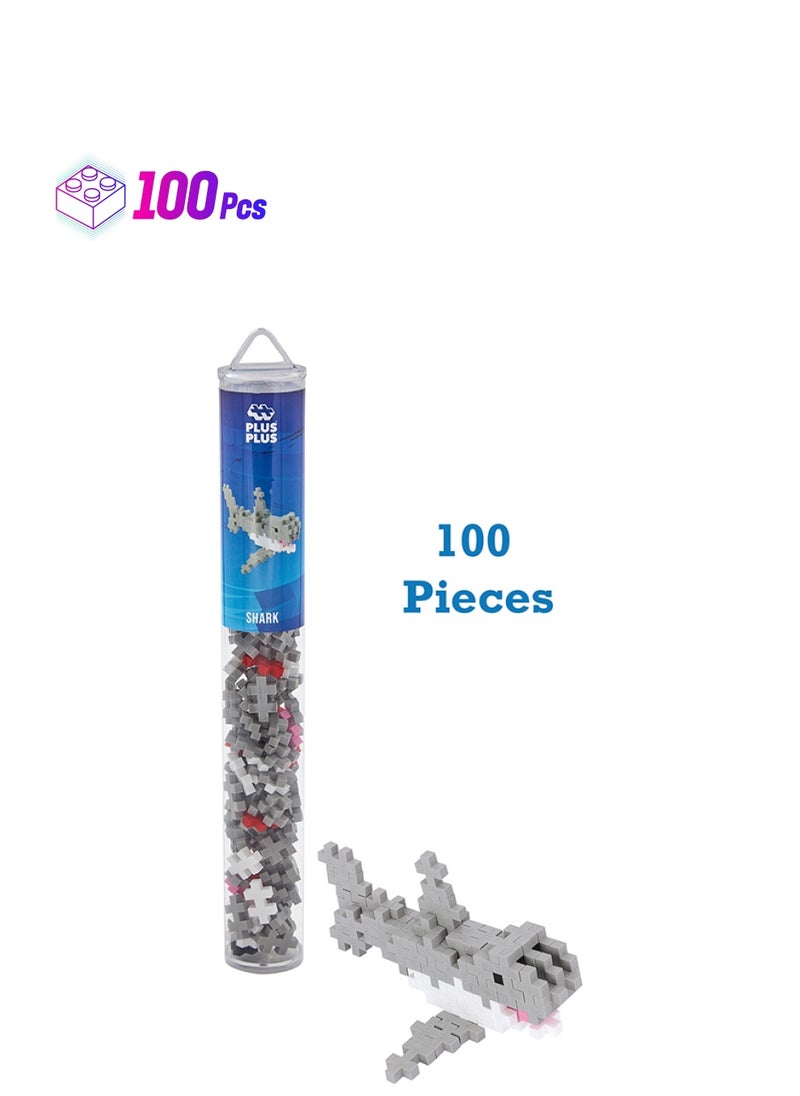Plus-Plus 3D Puzzle Sea Creature Building Block Set, Ocean Animals Figures, Fun Stem Toys For Kids, 100 Interlocking Pieces - Shark Mini Maker Tube  - Image 1