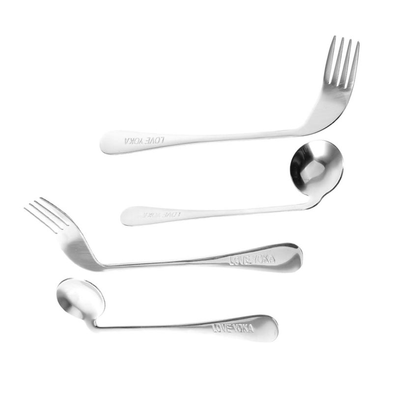 Adaptive Feeding Utensils Set 4 Piece Ergonomic Spoon Fork For Seniors Patients - Image 2