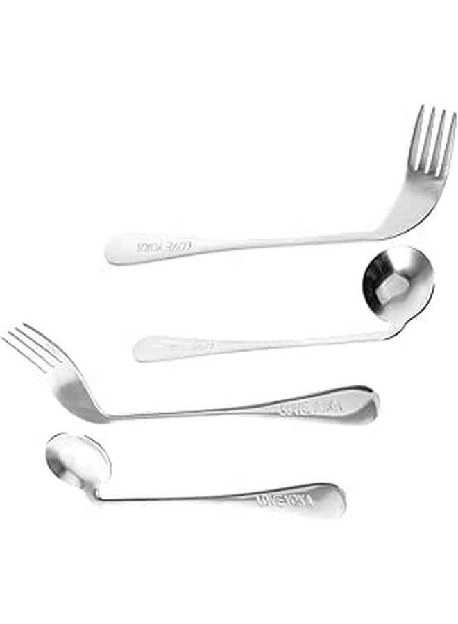 Adaptive Feeding Utensils Set 4 Piece Ergonomic Spoon Fork For Seniors Patients - Image 1
