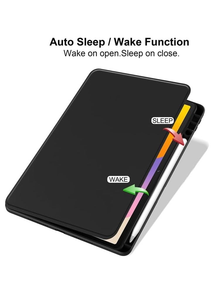 VKL - Clear Back Case Compatible with Huawei MatePad SE 11 inch 2024 with Pen Holder, 360 Degree Swivel Stand Flip Smart Tablet Cover Auto Sleep/Wake Case (Black) - Image 1