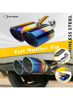 WINCA Exhaust Tail Pipe Universal Exhaust Muffler Tip Pipe Stainless Steel Car Rear Tail Throat Muffler Double Outlet End Tailpipe Tube Bend (MUFFLER 6363 BL)  - Image 2