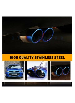 WINCA Exhaust Tail Pipe Universal Exhaust Muffler Tip Pipe Stainless Steel Car Rear Tail Throat Muffler Double Outlet End Tailpipe Tube Bend (MUFFLER 6363 BL)  - Image 3