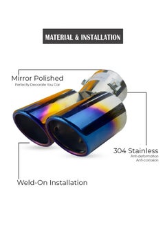 WINCA Exhaust Tail Pipe Universal Exhaust Muffler Tip Pipe Stainless Steel Car Rear Tail Throat Muffler Double Outlet End Tailpipe Tube Bend (MUFFLER 6363 BL)  - Image 4