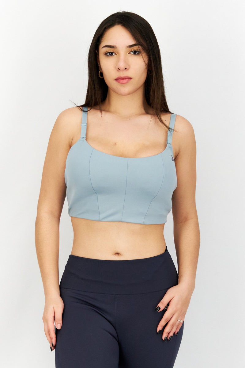 Adidas Women Brand Logo Padded Sports Bra, Hunter Green - Image 1