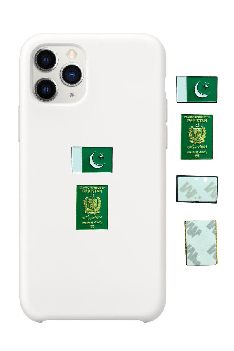 قطعتان من الملصقات المعدنية لجواز السفر الباكستاني وشكل العلم - Image 1