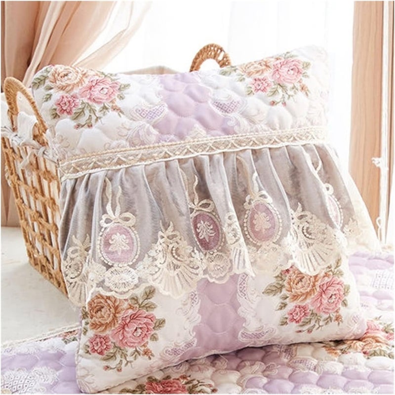 Lumbar Pillows Pillowcase Cushion Cover Pillow Core Sofa Supplies Core Coat Country Style Lace Thickened Bedside Cushion Pillow Throw Pillow Inserts (Color : B, Size : 45cm) - Image 1