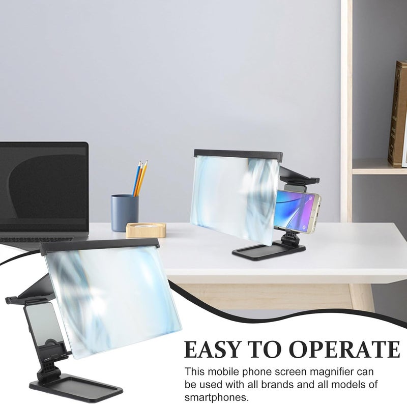 Phone Screen Amplifier with Anti-Blue Light, Portable Foldable Mobile Phone Screen Magnifier Stand for Video Watching and Gaming, Black - Image 4