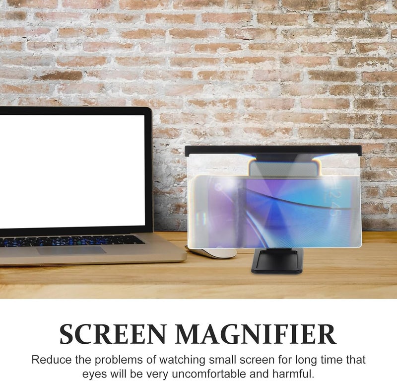 Phone Screen Amplifier with Anti-Blue Light, Portable Foldable Mobile Phone Screen Magnifier Stand for Video Watching and Gaming, Black - Image 3