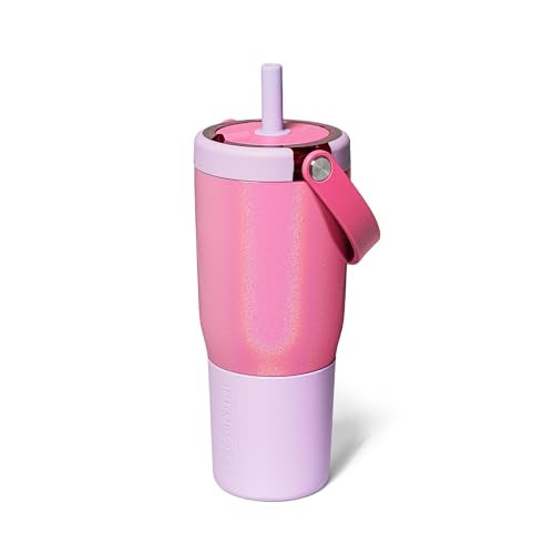 BrÃ¼Mate BrMate Resa 25oz 100 Leakproof Travel Tumbler wHandle Straw Flexible SoftSip Straw Silicone Sleeve for Durability Stainless Steel Cup Holder Travel Friendly Water Bottle Cotton Candy - Image 1