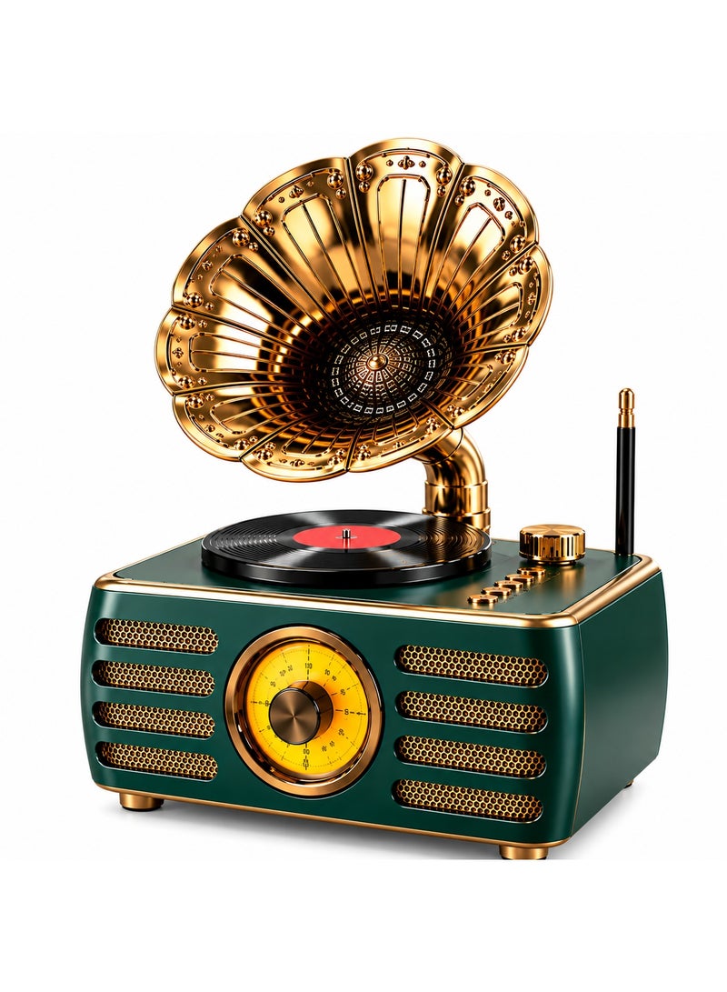 Feexot Vintage Radio Bluetooth Speaker Retro Home Decor Gramophone Style FM AM SW 3-Band Radio MP3 USB TF AUX Rechargeable Multicolor - Image 3