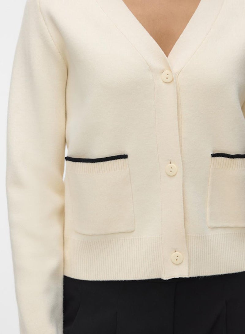VERO MODA كارديجان محبوك بتباين - Image 4