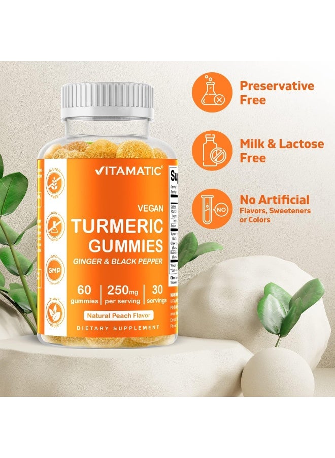 Vitamatic 2 Pack Turmeric Gummies with Ginger & Black Pepper Extract - 95% Curcuminoids - 60 Vegan Gummies - Image 3