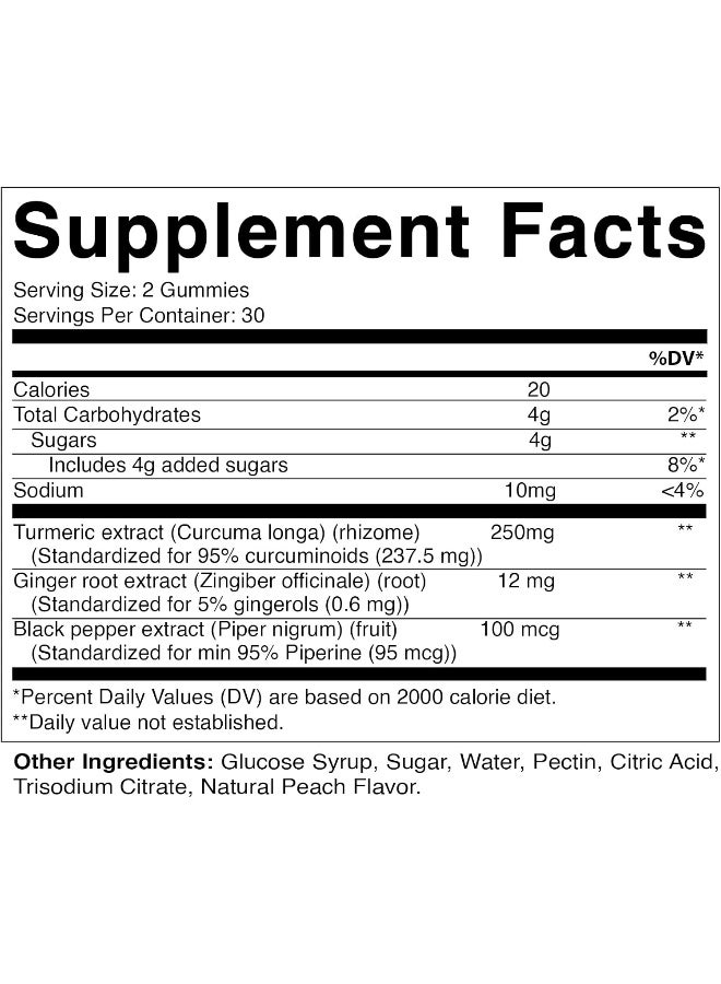 Vitamatic 2 Pack Turmeric Gummies with Ginger & Black Pepper Extract - 95% Curcuminoids - 60 Vegan Gummies - Image 2