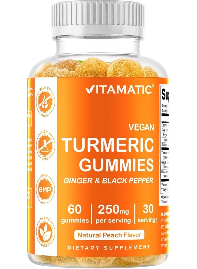 Vitamatic 2 Pack Turmeric Gummies with Ginger & Black Pepper Extract - 95% Curcuminoids - 60 Vegan Gummies - Image 5