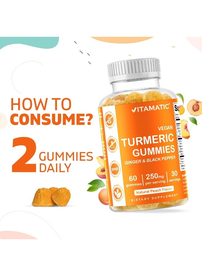 Vitamatic 2 Pack Turmeric Gummies with Ginger & Black Pepper Extract - 95% Curcuminoids - 60 Vegan Gummies - Image 4
