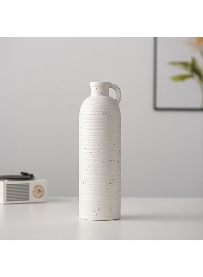 general Modern Farmhouse Distressed Two-Toned White Small Ceramic Jug Set of Three (3), Faux Floral Jugs, Distressed Decoration - Image 5