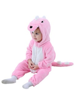 GGEROU Dinosaur Costume for Kids,Zipster Dinosaur Costume,Animal Onesie Pajamas,Dinosaur Costume with Attached Hood and Tail Pink  - Image 1
