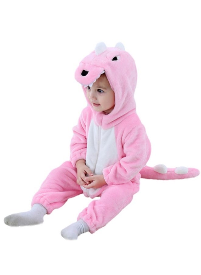 GGEROU Dinosaur Costume for Kids,Zipster Dinosaur Costume,Animal Onesie Pajamas,Dinosaur Costume with Attached Hood and Tail Pink  - Image 1