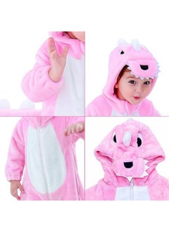 GGEROU Dinosaur Costume for Kids,Zipster Dinosaur Costume,Animal Onesie Pajamas,Dinosaur Costume with Attached Hood and Tail Pink  - Image 2