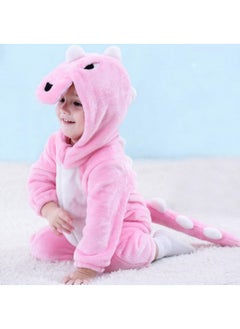 GGEROU Dinosaur Costume for Kids,Zipster Dinosaur Costume,Animal Onesie Pajamas,Dinosaur Costume with Attached Hood and Tail Pink  - Image 4