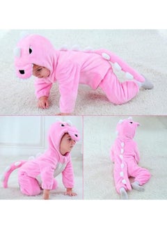 GGEROU Dinosaur Costume for Kids,Zipster Dinosaur Costume,Animal Onesie Pajamas,Dinosaur Costume with Attached Hood and Tail Pink  - Image 5