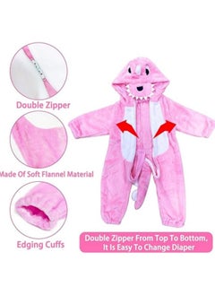 GGEROU Dinosaur Costume for Kids,Zipster Dinosaur Costume,Animal Onesie Pajamas,Dinosaur Costume with Attached Hood and Tail Pink  - Image 3