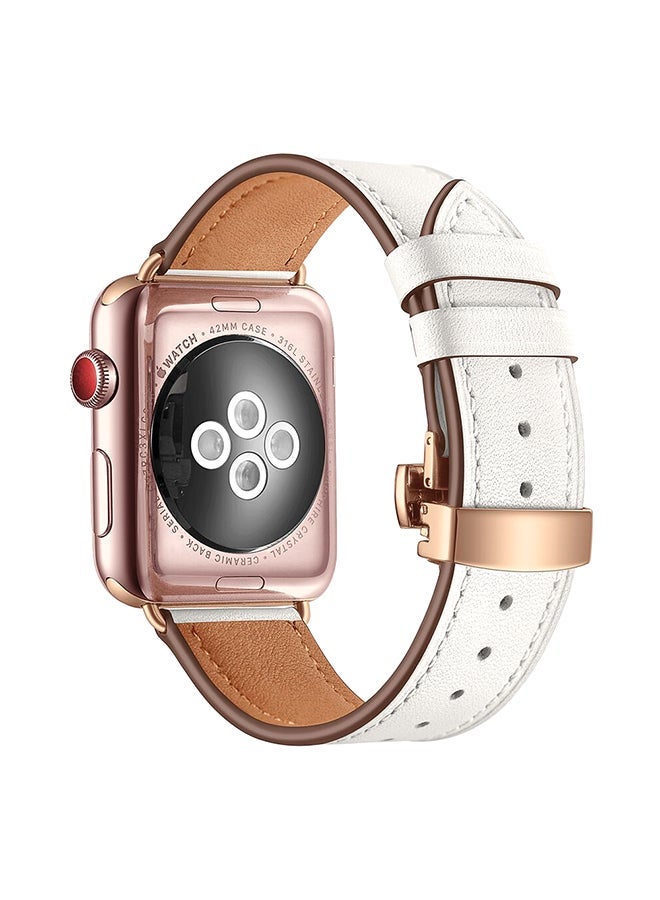 NIBEMINENT Leather Replacement Smartwatch Band White - Image 4