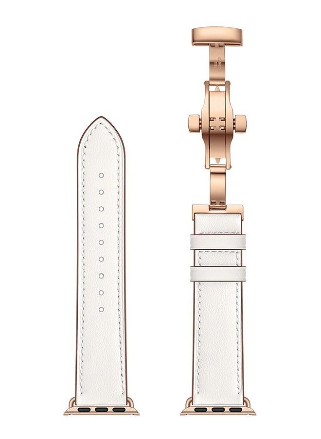 NIBEMINENT Leather Replacement Smartwatch Band White - Image 5