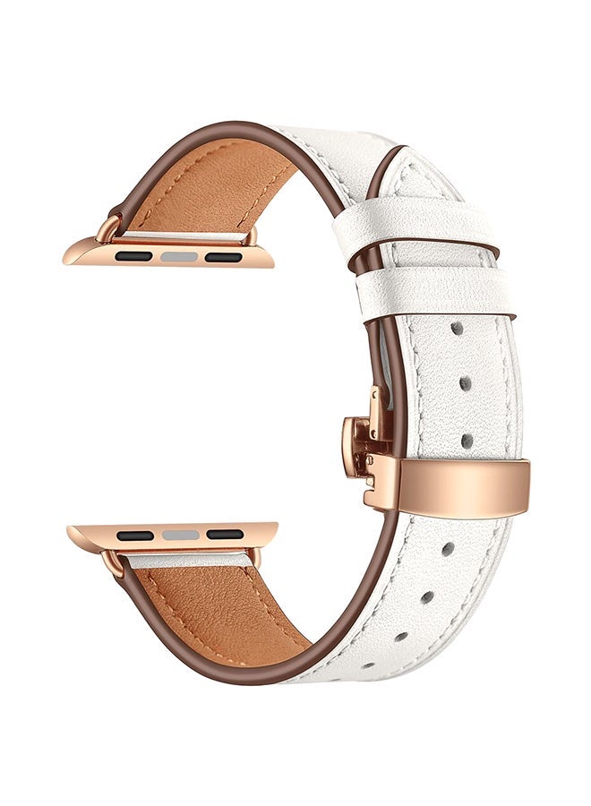 NIBEMINENT Leather Replacement Smartwatch Band White - Image 2