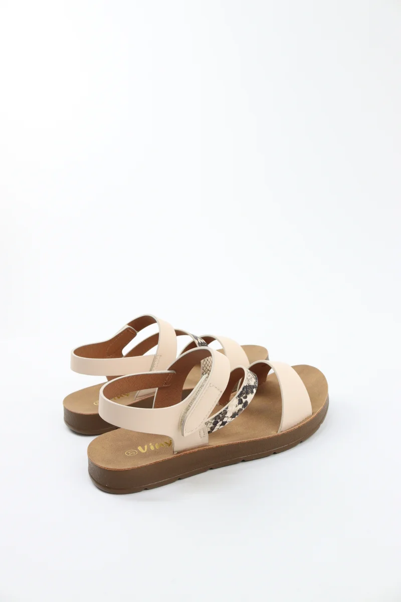 Viny BEIGE Viny Girls' Comfort Ankle Strap Sandals for Women | Best Price UAE