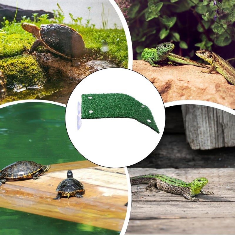 Basking Dock for Aquatic Turtles, Turtle Basking Land with Ramp, Simulation Grass Resting Area – for Tank Reptiles Terrapins Frogs Salamanders Crabs Hotel Balcony Living Room - Image 4