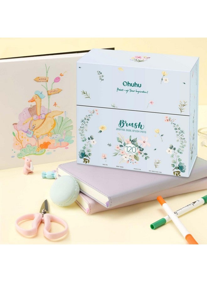 Ohuhu Art Markers Set|120 Colours Dual Tips Coloring Brush Fineliner Color Marker Pens|Water Based Marker For Calligraphy Drawing Sketching Coloring Bullet Journal|Assorted|Assorted - Image 4