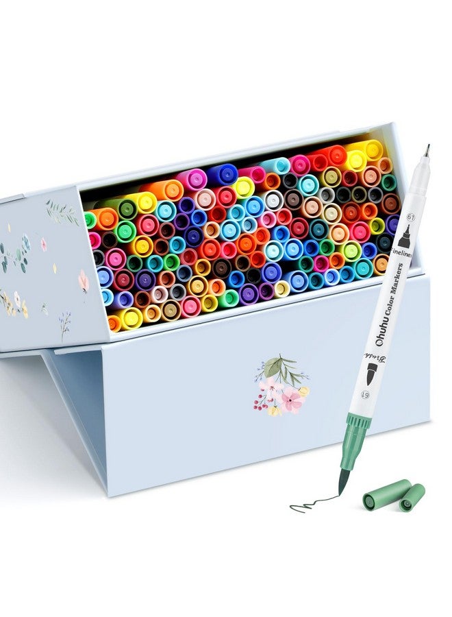 Ohuhu Art Markers Set|120 Colours Dual Tips Coloring Brush Fineliner Color Marker Pens|Water Based Marker For Calligraphy Drawing Sketching Coloring Bullet Journal|Assorted|Assorted - Image 1